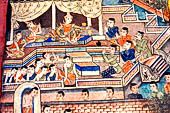 Chiang Mai - The Wat Phra Singh temple. Murals of the Viharn Lai Kham illustrating Jataka tales and other stories. 